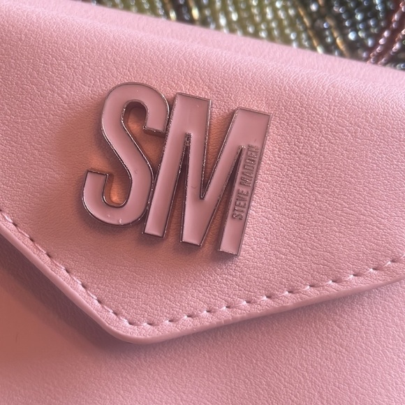 Brand New Steve Madden Blush Pink Snap Bifold Wallet Zip Compartment Metal Logo - Picture 5 of 15